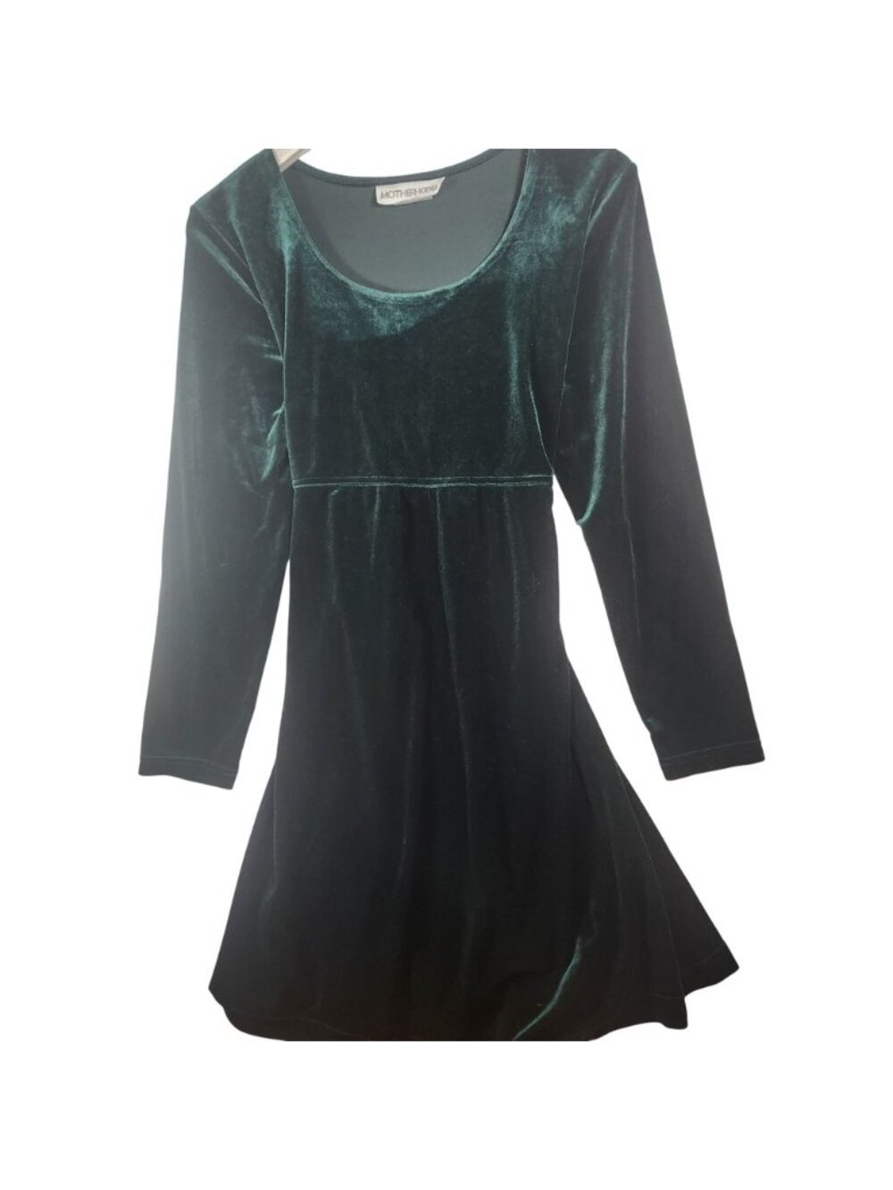 Motherhood Maternity Emerald Green Velvet Empire Waist Tie Back Dress Size M - Picture 3 of 7
